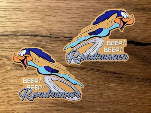 vinskool 2X Road Runner Aufkleber 10x8cm / 20x16cm / 30x24cm Kult Sticker Set Oldschool Hotrod V8 USA Muscle Car Oldtimer Tuning Biker Cafe Racer Auto Motorrad (20x16cm)