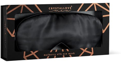 CRYSTALLOVE Augenband aus Seide - Schwarz - Schlafbrille für Damen und Herren - Verstellbare Schlafmaske - bequem & weich - Nachtschlaf - Augenmaske - Reisen