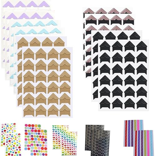 20 pegatinas de esquina de fotos, esquina de película de fotos para el libro de recortes de bricolaje, álbum de fotos, esquina de fotos para el libro de recortes y suministros de sellos