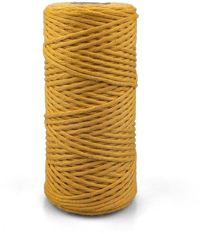 Netuno 1x Makramee Garn Honiggelb 3 mm 100 m einfach gedreht Baumwollkordel Kordelband Naturkordel Bunte Baumwoll-Bastelschnur für Makramee Garn Kordel Makramee farbig Twisted Macrame Cord Cotton