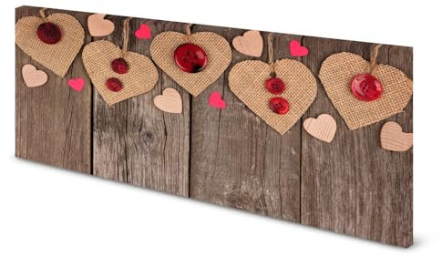 Magnettafel Pinnwand Bild Holzbretter Herz Holzmuster Landhaus gekantet Größe 120 x 60 cm