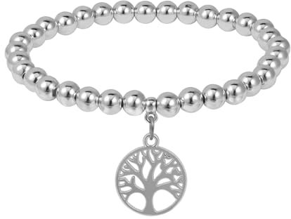 MILAKOO Albero della Vita Bracciale Donna 6 mm Stretch Bracciali di Perline per le Donne Bangle di Perline con Albero Della vita Bangle Ciondolo