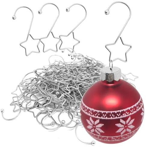 com-four® 100x Premium Aufhänger in Sternform für Christbaumkugeln - Baumhaken für Weihnachtskugeln - Kugelaufhänger für Weihnachtsbaumschmuck - dekorative Schnellaufhänger