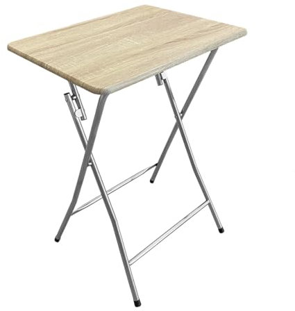 Acomoda Textil – Mesa Auxiliar Plegable de Madera y Aluminio 48x38x66 cm. Mesa Multifunción Portátil, Resistente y Estable para Cocina, Terraza, Jardín o Patio, Natural.