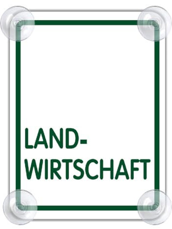 Landwirtschaft Schild für Auto mit 4x Saugnapf - Landwirtschaft Autoschild aus Acrylschild - Saugnapfschild für Landwirt Windschutzscheibe 50x200mm