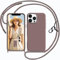 UnnFiko Handykette kompatibel mit iPhone 11 Pro Hülle mit Band,Silikon Handyhülle mit Verstellbarer Kette zum Umhängen,Milchtee