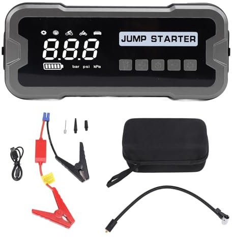 Démarreur de Saut de Voiture, Booster de Démarreur de Saut de Batterie de Voiture 10 000 MAh, Gonfleur de Pneu Portable de Boîte de Saut de Batterie de Voiture 12 V 4000 A avec