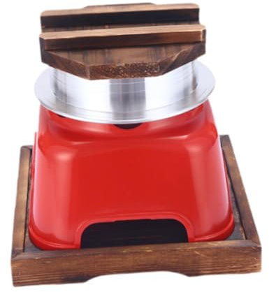 Sharplace Japanese Rice Cooking Pot, Cookware Furnace Set, Rice Cooker for Backpacking, Outdoor, Camping, Party, Red 16.5 cm