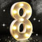 Numero 8 argento glitter decorazione LED luci numero 8, luci con numero glitterato, adatto per decorazione di feste di compleanno, baby shower, sfondo matrimonio decorazione della casa, 21,5 cm