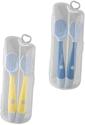 MOLUCKFU 2 Sätze Twist Löffel Biegbarer Babygabellöffel Fütterungslöffel Für Kleinkinder Esslöffel Für Kleinkinder Selbstfütterungs-babyutensilien Esslöffel Für Babys Green Tpe