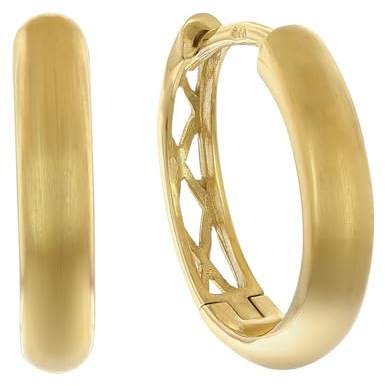 trendor Ohrringe Gold 333/8K Matt Creolen Ø 15 mm 68753 | zauberhafter Ohrschmuck für Frauen, wunderschöne Geschenkidee und edles Accessoire,