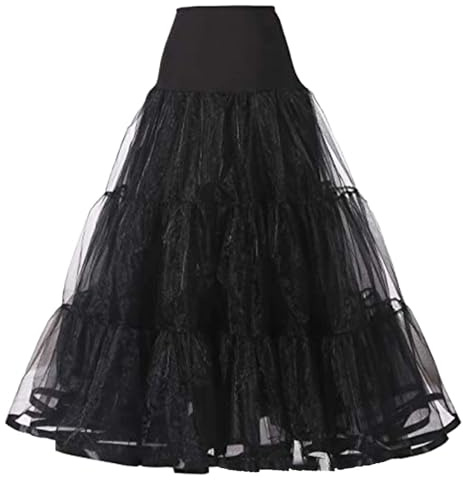Amxleh Damen Petticoat Unterrock Lang Weiß Tüll Fluffy Crinoline Underskirt für Brautkleid Hochzeit Kleid Damen Knöchellang Lang Hochzeit Slips Krinoline Unterrock für Abschlussball Abend Brautkleid