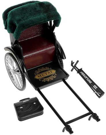 Abaodam Rikscha-Modell Desktop-rikscha-Statue Retro-heimschmuck Retro-rikscha-Figur Retro-rikscha-Ornament Vintage Desktop-Statue Rikscha-Ornament Aus Metall Legierung Black