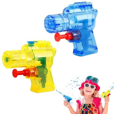 TISCH 2 Stück Wasserpistolen Plastik Wasserspritze Pistolen Wasserspiele Sommer Wasserkanonen Mitgebsel Kindergeburtstag (8 x 6,5 x 2,5 cm)