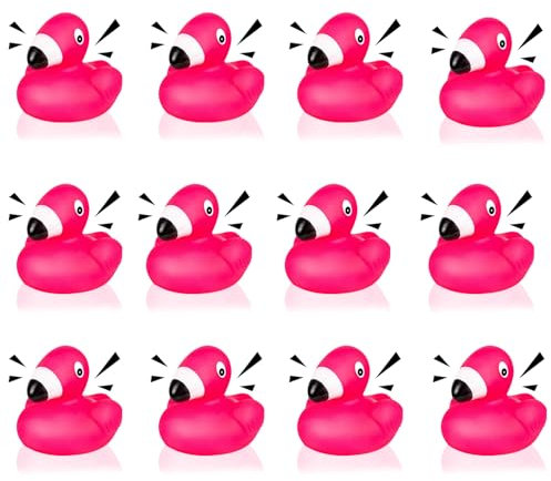 Badespielzeug Baby 12PC Gummiente Flamingo,Badeenten Badewannenspielzeug,Gummi Enten Schwimmer,Schwimmende Gummiente Badewannen-Enten Gummi-Badespielzeug für Kinder Dusch Geburtstags Partyartikel (12)