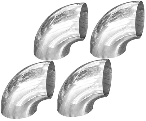 NUOBESTY 4pcs Stainless Steel 90 Degree Elbow Fittings for Handrails and Exhaust Tubing Sturdy Metal Handrail Hardware for Stair Railing Applications