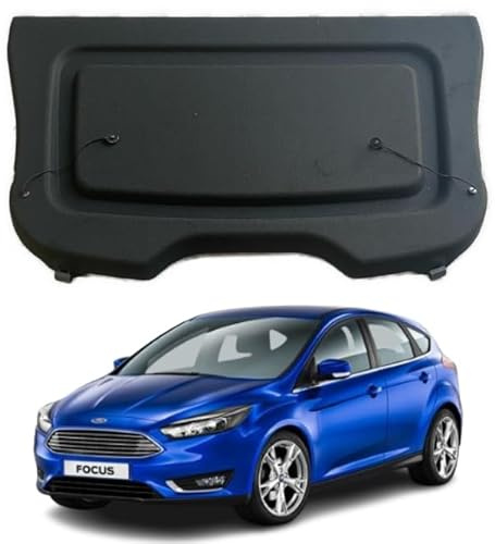 Ford Focus MK3 (2011-2018) Car Parcel Shelf | TCC Parcel Shelf Direct | Sturdy Boot Cover with Clips and Cord for Extra Storage, Space Saving Car Accessories, Black.