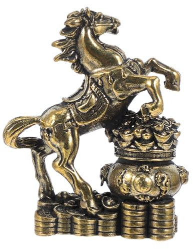 HYTROVE Chinesische Tierkreiszeichen Statue Pferd aus Messing Goldene Metallpferdestatue für Wohnzimmer und Zuhause Chinesisches Neujahr 2026 Pferd