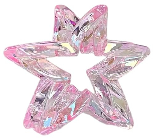 Whakano 1 Stück Stern Haarspangen,Mittelgroße Pentagramm Claw Clip,Haarstyling Zubehör,Rutschfeste Haarklammern,Haarschmuck für Girls Mädchen Damen und Frauen,Haar Clips für Dünnes Dickes Haar,Rosa