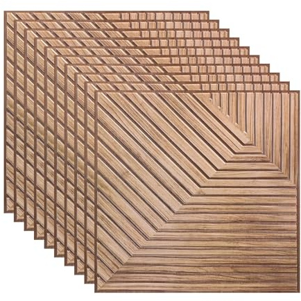 Inscrip 3D Wall Panels, 10Pcs 30cm x 30cm Self Adhesive Brick Effect Wall Panels, Waterproof Foam Wall Panel DIY Wall Stickers for Kitchen, Bathroom, Living Room (Yellow Wood Grain)