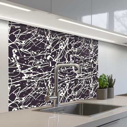 KitchenYeah© Spritzschutz Küchenrückwand 80x100 cm Selbstklebend Küche Rückwand Küchenwand Wand Küchenfront Verkleidung Küchenspritzschutz Spritzer - Aquarell - Weiß
