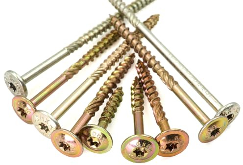 50 Tellerkopfschrauben 6x180mm Torx Verzinkt Holzschrauben ETA-Zulassung | Tellerkopfschrauben 6x180 mm (50 Stück) mit Torx-Antrieb (TX 30) ETA Zulassung (Holzbauschrauben)
