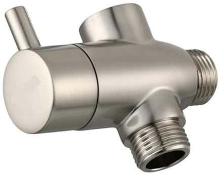 Messing-Duschumsteller G1/2'' mit Absperrventil for Badewanne und Duscharm-T-Stück for festen Handbrausekopf(Brushed Nickel)