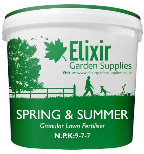 Elixir Gardens 9-7-7 Spring & Summer Blended Lawn Fertiliser 15kg Tub | Granular Lawn Fertiliser/Turf & Grass Feed/Food | Treats 427 sq.m Supplied In Polythene Tub