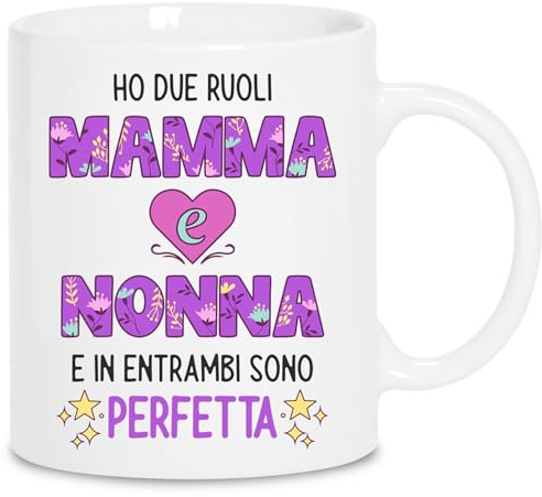 Scuma Tazza Simpatica Mamma e Nonna - Regalo Nonna Compleanno Divertente | Tazze Simpatiche Festa della Mamma - Regalini per le Future Nonne Divertenti - Regali Nonni Natale Simpatici Originali
