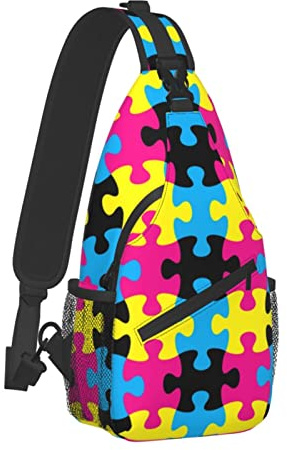 Anti-Diebstahl Sling Chest Bag Schulterrucksack Puzzle Crossbody Bags Gym Sack, Leichte Sling Bag für Männer Frauen Reisen Gym Sport Wandern