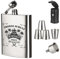 polar-effekt 7-TLG. Edelstahl Flachmann Geschenk-Set mit Personalisierte Gravur - Schnapsflasche 195ml mit Trichter und 4 Becher - Geschenkidee für Männer - Motiv Piratenschiff