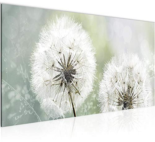 Runa Art Wandbild Pusteblume 1 Teilig 100 x 40 cm Modern Bild auf Vlies Leinwand Natur Wohnzimmer Schlafzimmer Grau Grün 207112a