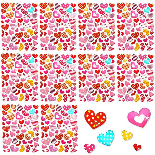 Oblique-Unique® 520 glänzende Herz Sticker bunt mit verschiedenen Mustern I Glänzende Oberfläche I Scrapbooking Dekoration Basteln