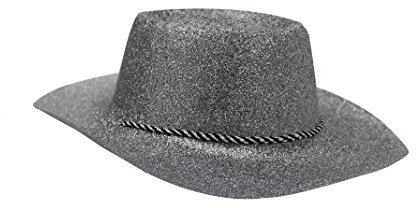 COWBOY+COWGIRL PARTY HUT = SILBERNER GLITZERNDER WESTERN HUT=UNISEX=VERSCHIEDENEN STÜCKZAHLEN=FASCHING / HALLOWEEN /KARNEVAL UND POLTERABENDE /JUNGGESSELLENABSCHIEDE UND JEDE ART VON PARTY=12 HÜTE