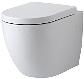 MILANO White Ceramic Wall Hung Rimless Toilet WC Soft Close Seat