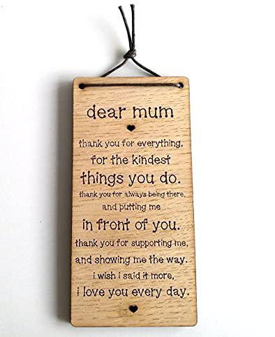 Homezone Geschenke für Mama, LIEB MUTTER Dankeschön für alles inspiriert Holz Aufhängung Mutter Geschenk süß Mütter Schild Beste Mutter Geburtstagsgeschenk von Tochter oder Sohn