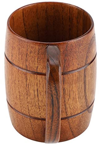 Cuchara de Madera Natural Sólida Forma Taza de Café Clásica Retro Capacidad Grande Bebida con Manija