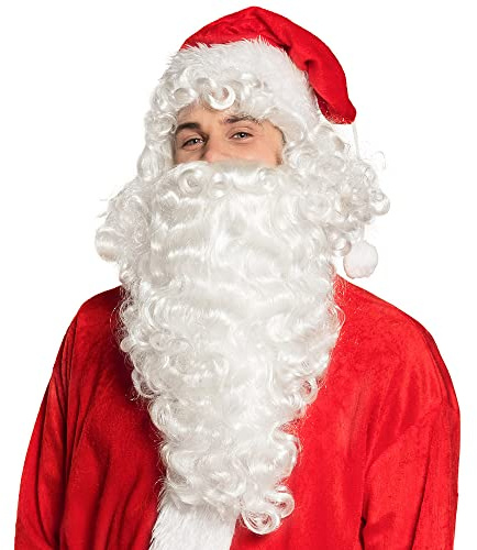 Boland 13435 - Perücke Weihnachtsmann mit Bart, weißes geweltes Haar, langer Bart und viel Volumen