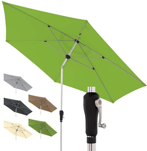Doppler Sonnenschirm für den Garten SL-AZ Auto Tilt 330 cm Fresh Green I Gartenschirm knickbar I Kurbelschirm mit UV-Schutz 80+ I Kurbelschirm aus Aluminium I regenabweisendes Polyester-Schirmdach