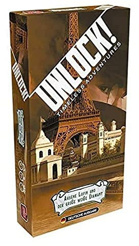Asmodee, Unlock! – Arsène Lupin und der große weiße Diamant, Familienspiel, Rätselspiel, 1-6 Spieler, Ab 10+ Jahren, 60+ Minuten, Deutsch