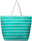 Brandsseller Strandtasche mit Reißverschluss 50x38x15cm Schultertasche Einkaufstasche Innentasche - Mint/Weiß