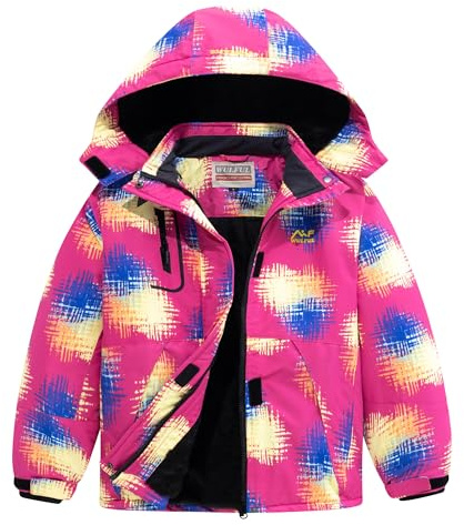 WULFUL Girl's Waterproof Ski Jacket Warm Fleece Hooded Winter Snow Coat