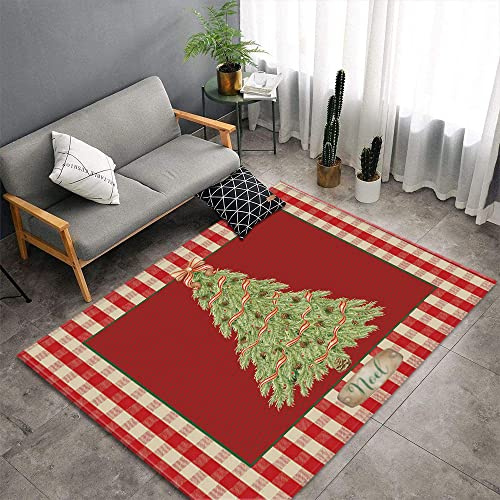Morbuy Tappeto Salotto Grande Pelo Corto Moderno, Moquette Antiscivolo Natale 3D, Grandi Dimensioni Soggiorno Bambini Camera da Letto Decorazione Tappeti (Albero di Natale,80x160cm)