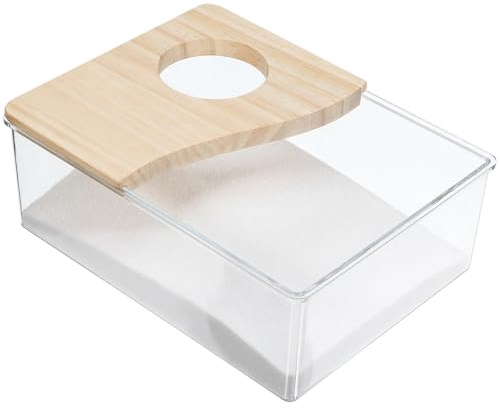UKCOCO Hamster Sand Bath: Transparent Acrylic Bath Bowl with Cover, Digging Sand Box - for Dwarf Hamster, Gerbils, Mice, Lemming Potty Litter Bathtub