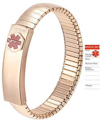 EnerCoppeX SOS Medical Alert PersonalizedID Medizinisches Notfall-Armband aus Edelstahl für alle Menschen auf Reisen und im Falle einer Dringlichkeit, 7.48 inches, Edelstahl