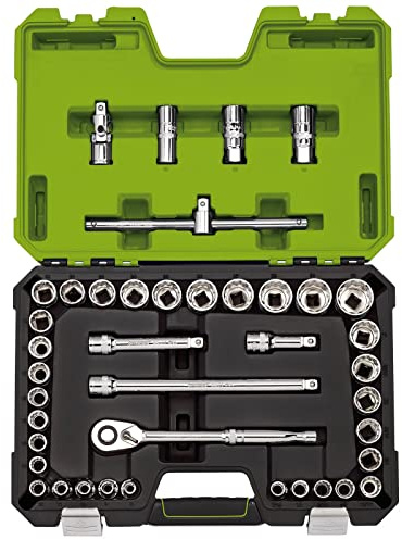 Draper 04465 MM/AF Combined Socket Set, 1/2 Sq. Dr., Green (41 Piece)