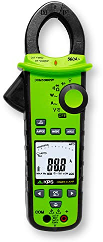 KPS-DCM5000PW Pinza Vatimétrica TRMS Potencia 600kW Armonicos 25th Tensión AC/DC AC+DC 1000V Corriente AC 600A con Bluetooth CAT.IV