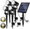 T-SUN Gartenstrahler Solar, 4 Stück Solarstrahler Solarlampen für garten, IP65 Wasserdicht LED Solarlampe mit 2 Helligkeitsstufe, 3 Meter Kabe für Bäume,Sträucher,Gartenweg (Kaltweiß 6000K)
