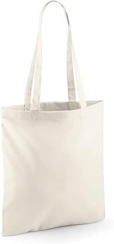 Wonky Line Premium Cotton Tote Bag, Eco-Friendly Shopping Bag, 100% Cotton Canvas, Reusable Grocery Cloth Bag, Extra Strong Long Handle Double Stitched Ideal for Printing (Natural)