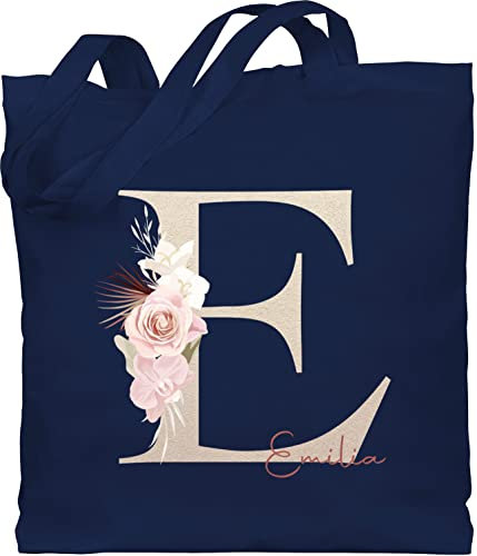 Baumwolltasche - Anfangsbuchstabe Name I Initialen personalisiert - Unisize - Navy Blau - personalisierte geschenke frauen wechselwäsche beutel kita buchstaben e tasche jutebeutel aesthetic